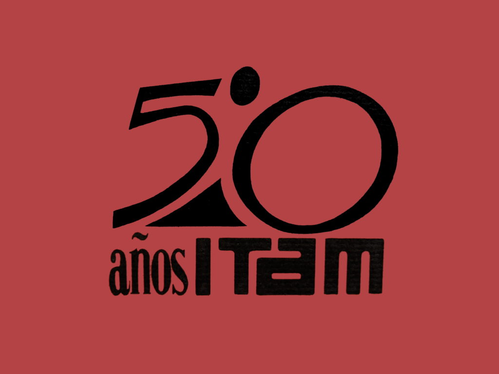 Portada del número especial de Opción: Logotipo del 50 aniversario del ITAM. Diseño por Carlos F. Castañeda.
